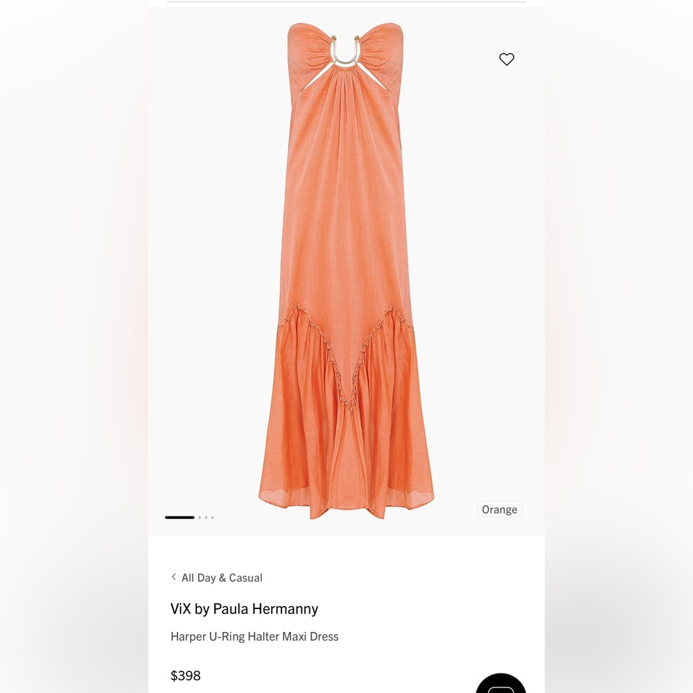 ViX by Paula Hermanny Orange Harper U-Ring Halter Maxi Dress